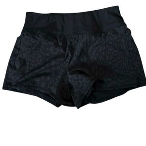 Black Leopard Print Women's athletic Shorts